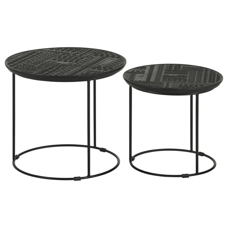 Loannis - 2 Piece Round Mango Wood Nesting Table - Matte Black