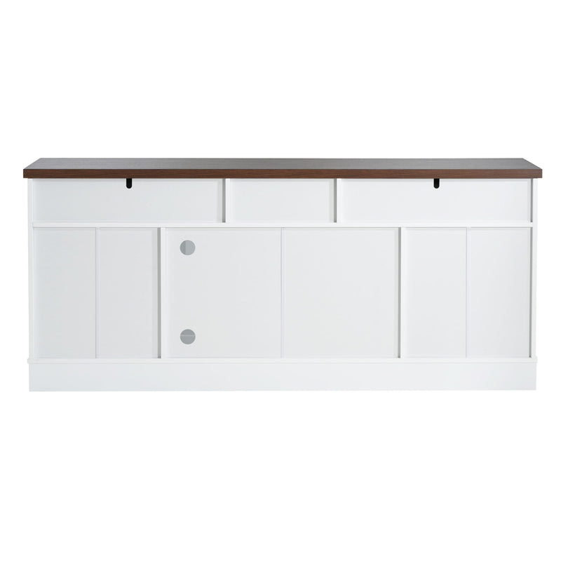 TV Console Stand, Glass Doors & Storage Drawers, Adjustable Shelves