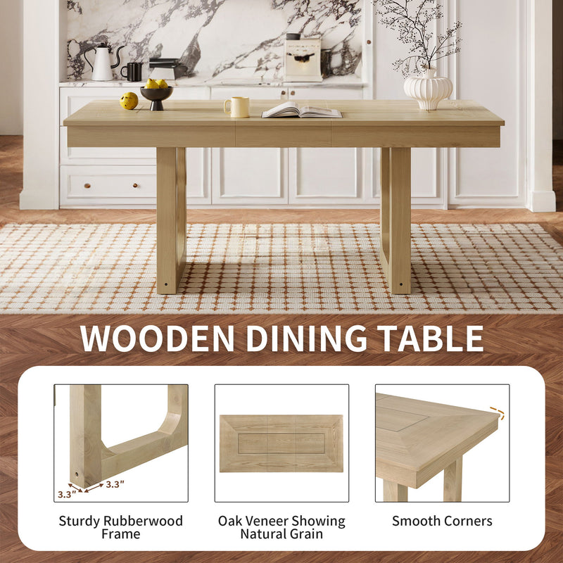 Farmhouse Wooden Kitchen Table With Removable Leaf