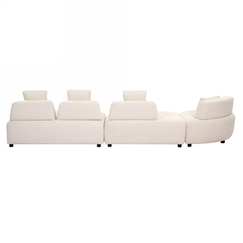 Contemporary 3 Piece Sectional Sofa Free Convertible Sofa With Four Removable Pillows For Living Room