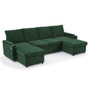 U Shaped Sectional Sofa Bed With Storage Chaise Lounges, USB Ports, And Cup Holders