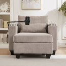Convertible Chaise Lounge Sofa Chair With USB Ports, Cup Holders, Phone Holder And Storage