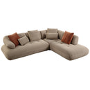 Carrick - Sectional Sofa With 6 Pillows - Beige Sandwich Mesh Fabric
