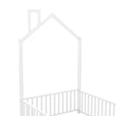 Metal House Platform Bed With Guardrail And Chimney