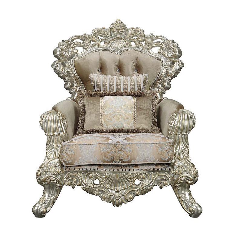 Sorina - Chair - Velvet, Fabric & Antique Gold Finish - Atlantic Fine Furniture Inc