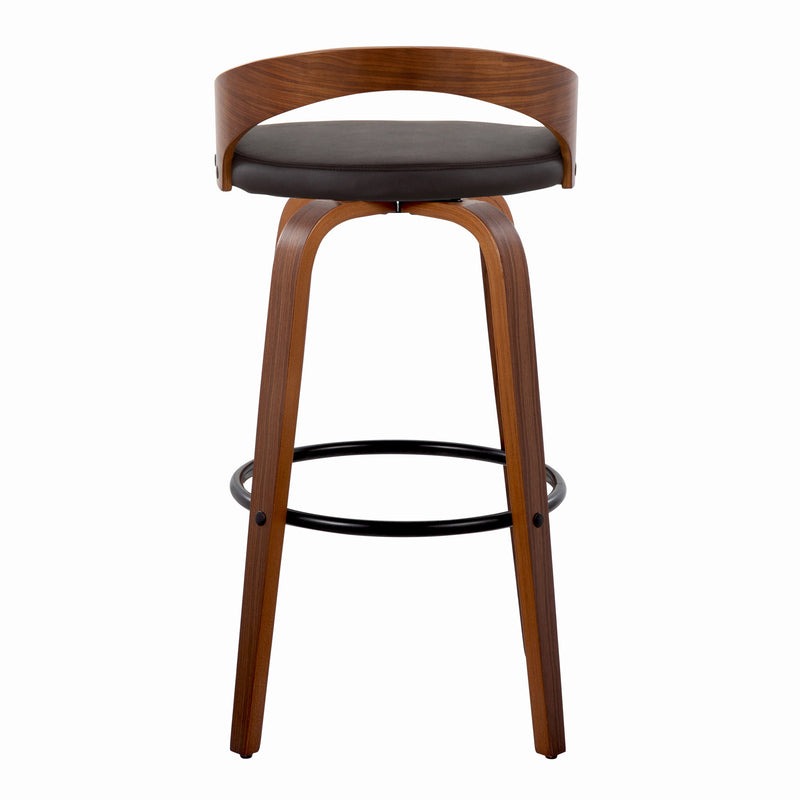 Grotto - Mid Century Modern Fixed Height Barstool & Swivel With Round Footrest (Set of 2)