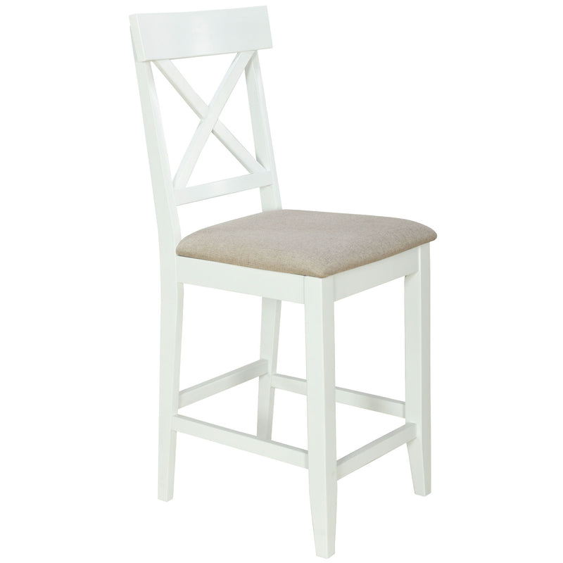 Solid Wood Farmhouse Counter Height Dining Table Set With 3 Tier Storage Shelves