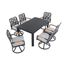 Outdoor Patio Furniture Dining Set With Sunbrella Fabric, Rectangular Table With Umbrella Hole