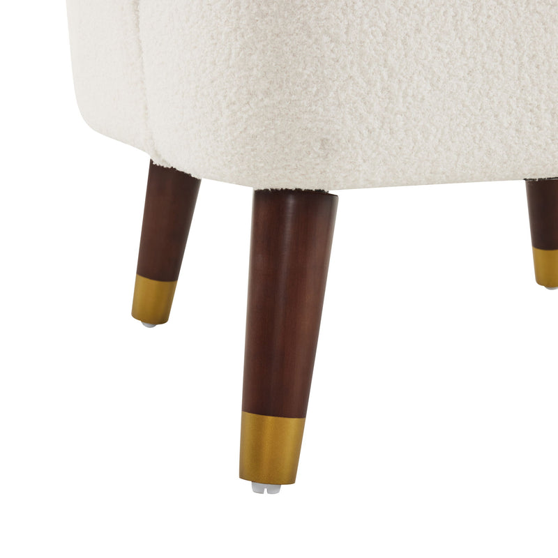 Elegant Upholstered Barrel Accent Chair With Wooden Legs