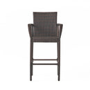 Outdoor Rattan Wicker Bar Chair With Metal Frame - Brown