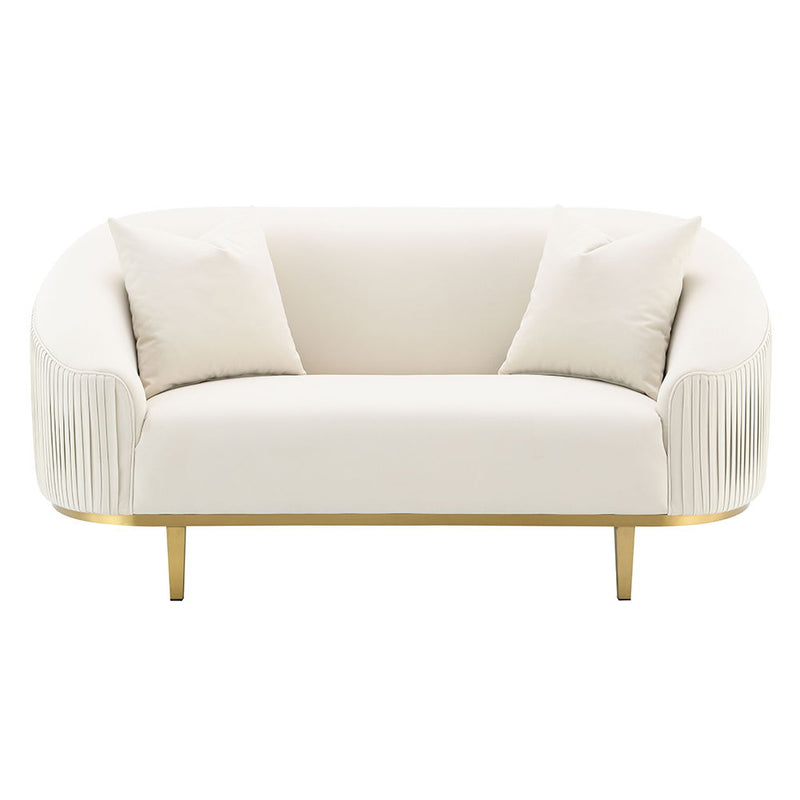 Martina - Loveseat With 2 Pillows - Ivory Velvet