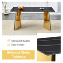 Marble Patterned Slab Dining Table With Steel Butterfly Legs