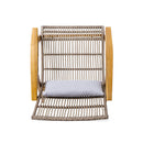 Acacia Wood Cape Woven Wicker Large Lounge Chair With Pillow For Patio, Deck, Yard, Lawn And Garden Seating Wicker (Set of 2) - Teak