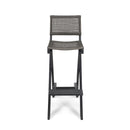 Outdoor Folding Acacia Wood Barstools With Rattan Backrest And Seat
