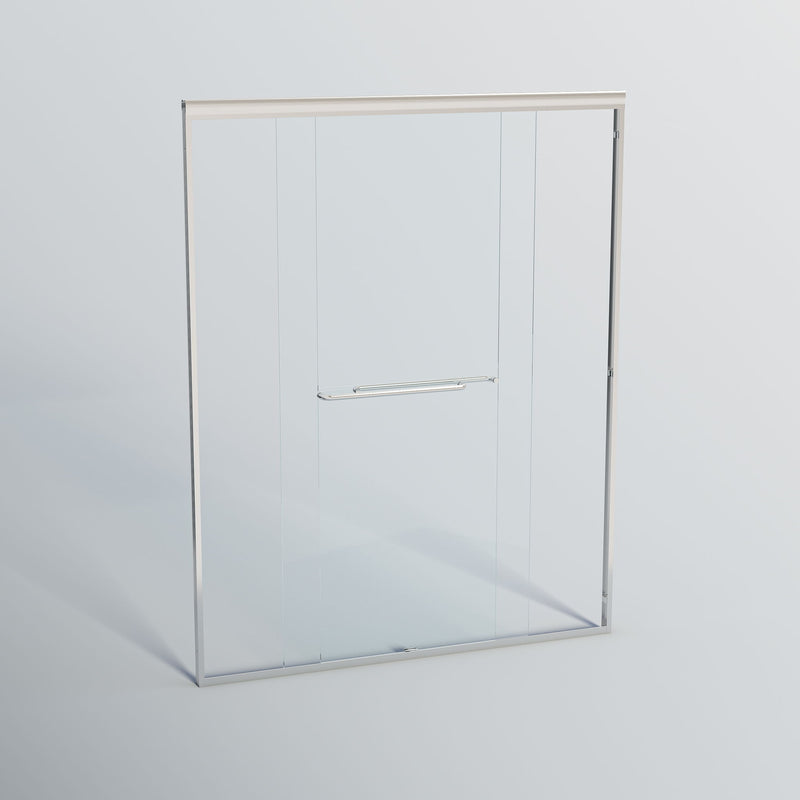 Double Sliding Shower Door, Semi-Frameless Bypass Bathroom Sliding Door With 1/4" (6 Mm) Tempered Glass For Walk-In Shower