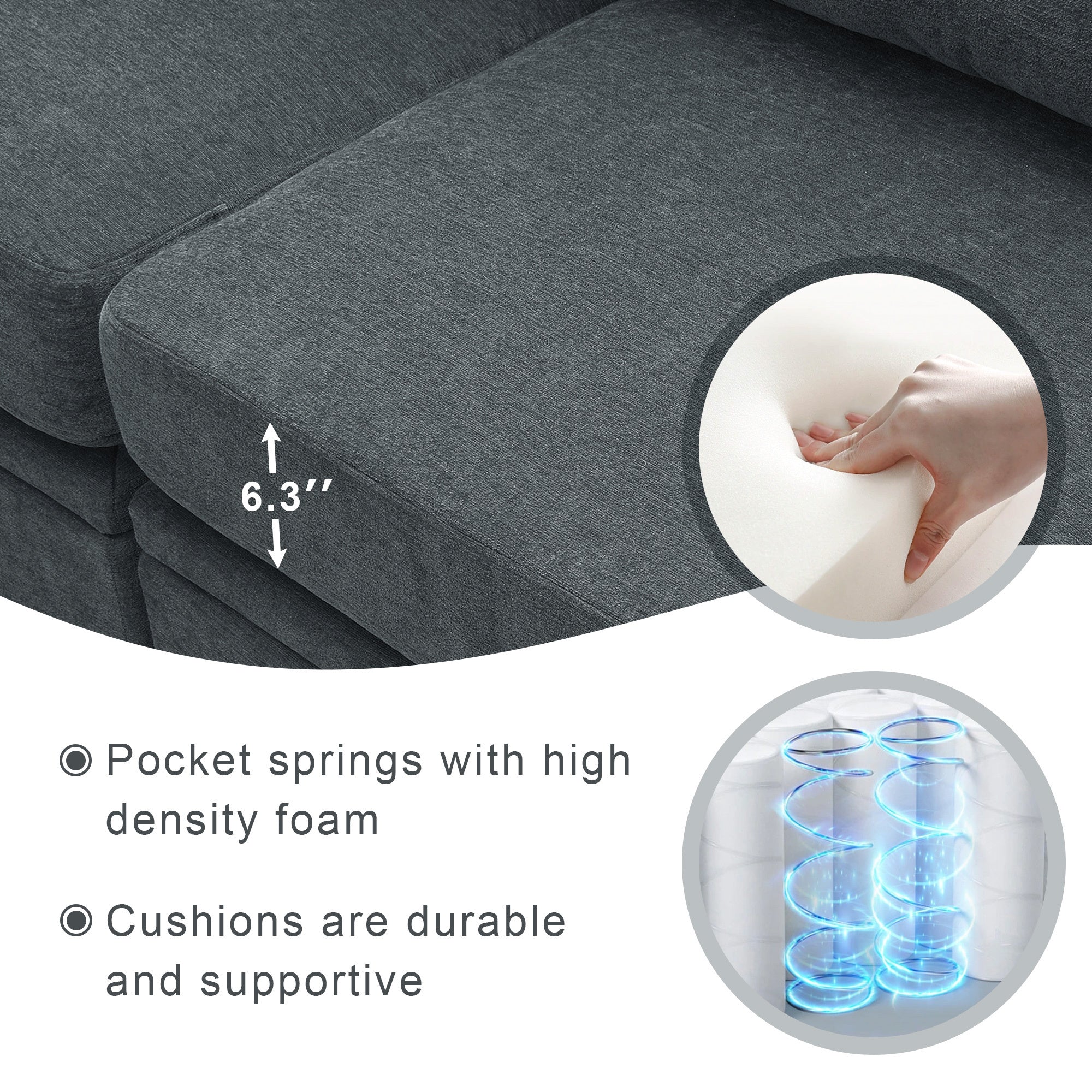 [VIDEO provided] [New] 109*54.7" Chenille Modular Sectional Sofa,U Shaped Couch with Adjustable Armrests and Backrests,6 Seat Reversible Sofa Bed with Storage Seats for Living Room, Apartment,2 Colors