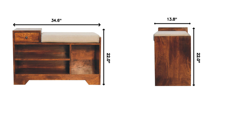 Retreat - Shoe Bench, 1 Drawer - Chestnut