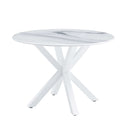 Table Cross Leg Mid-Century Dining Table For 4 - 6 People With Round MDF Table Top, Pedestal Dining Table, End Table Leisure Coffee Table - White