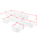 L Shape Sectional Sofa including Two Single Seats, Left Side Chaise and Two Ottomans, Modular Sofa, DIY Combination, Loop Yarn Fabric, Black