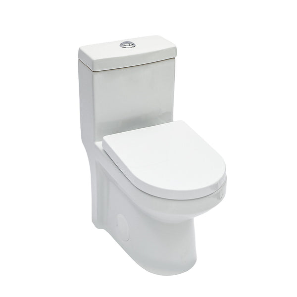 1 Piece Toilet For Bathroom, Dual Flush 1.1 / 1.6 Gpf, Soft Closing Seat - White