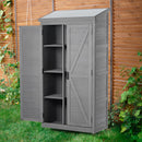 Wood Outdoor Storage Cabinet With Metal Top Garden Shed For Yard And Patio - Gray