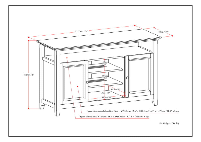 Amherst - TV Media Stand - Rustic Natural Aged Brown