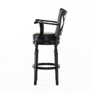 Elegant Leather Swivel Bar Stool With Arms - Espresso