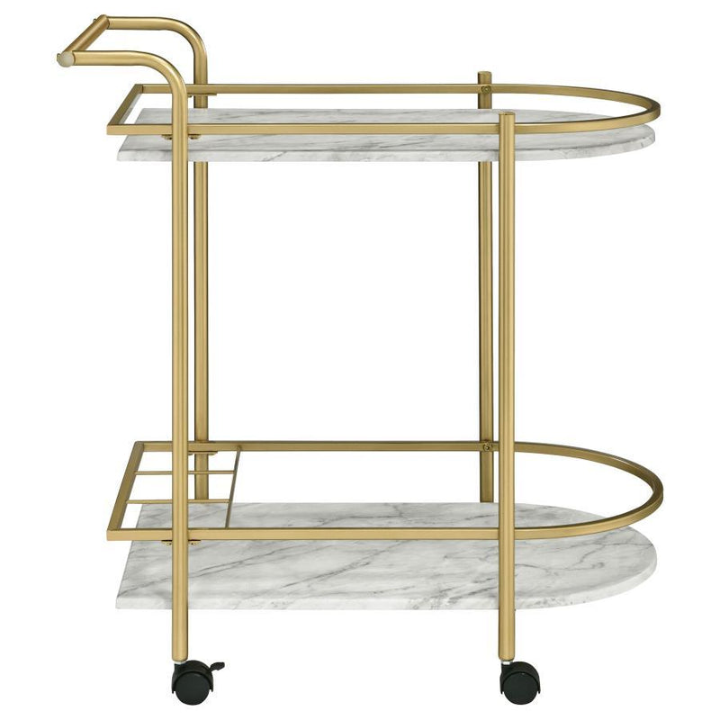 Desiree - 2-Tier Faux Marble Shelf Metal Bar Cart