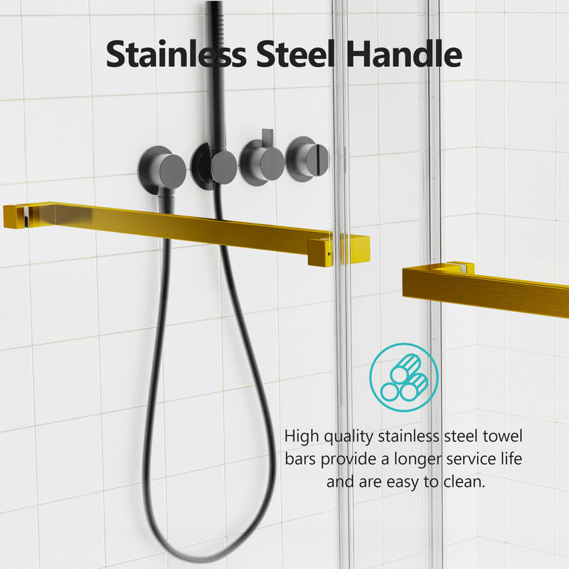 Frameless Double Sliding Soft Close Shower Door, Tempered Glass
