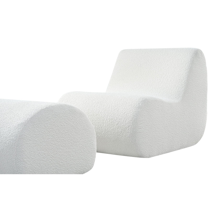 Curved Lounge Chair With Ottoman And High Resilience Foam