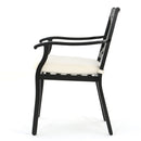 Outdoor Dining Chair Set With Water Resistant Cushions - Black / Ivory