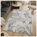 Geometrix - 5'3" X 7'3" Area Rug & Geometric, 3D Effect - Ivory / Gray