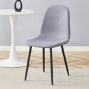 Luxury Simple Chair Linen Cotton High Resilience Dining Chair With Black Metal Legs (Set of 4) - Light Gray