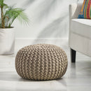 Moro - Knitted Cotton Round Pouf With Pumpkin Shape
