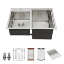 Outdoor Double Bowl Drop In Sink With Workstation - Brushed Nickel