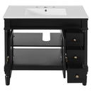 Bathroom Vanity With Ceramic Sink, 2 Doors 3 Drawers, Soft Close Design