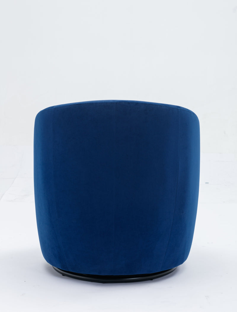 Velvet Fabric Swivel Accent Armchair Barrel Chair With Powder Coating Metal Ring