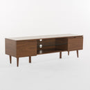Modern TV Stand With Storage, Tempered Glass Shelf - Walnut