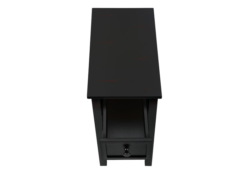 Accent End Table, 2 Tier, Narrow, Lamp, Storage Drawer, Charming Design