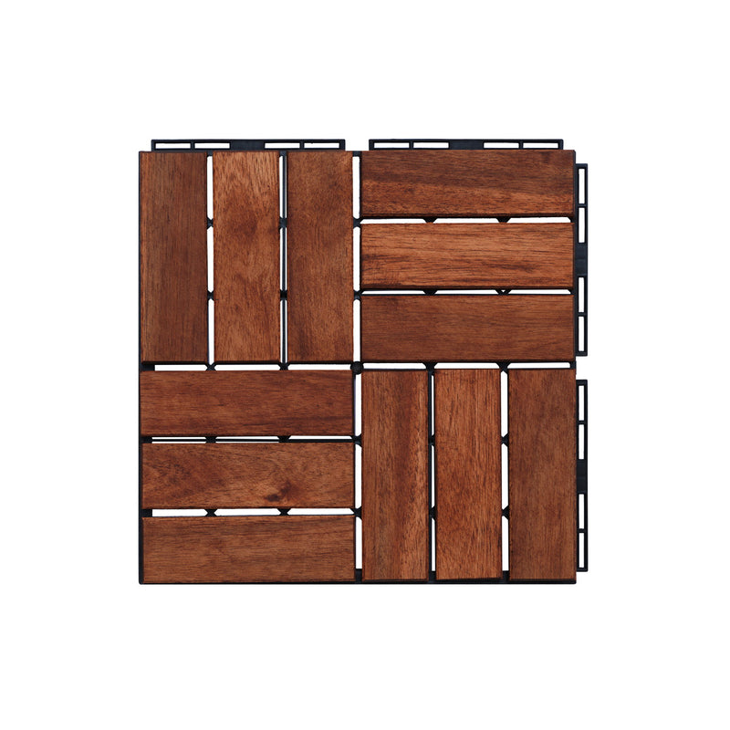 Interlocking Deck Tiles Checker Pattern, Square Acacia Hardwood Outdoor Flooring For Patio, Bancony, Pool Side