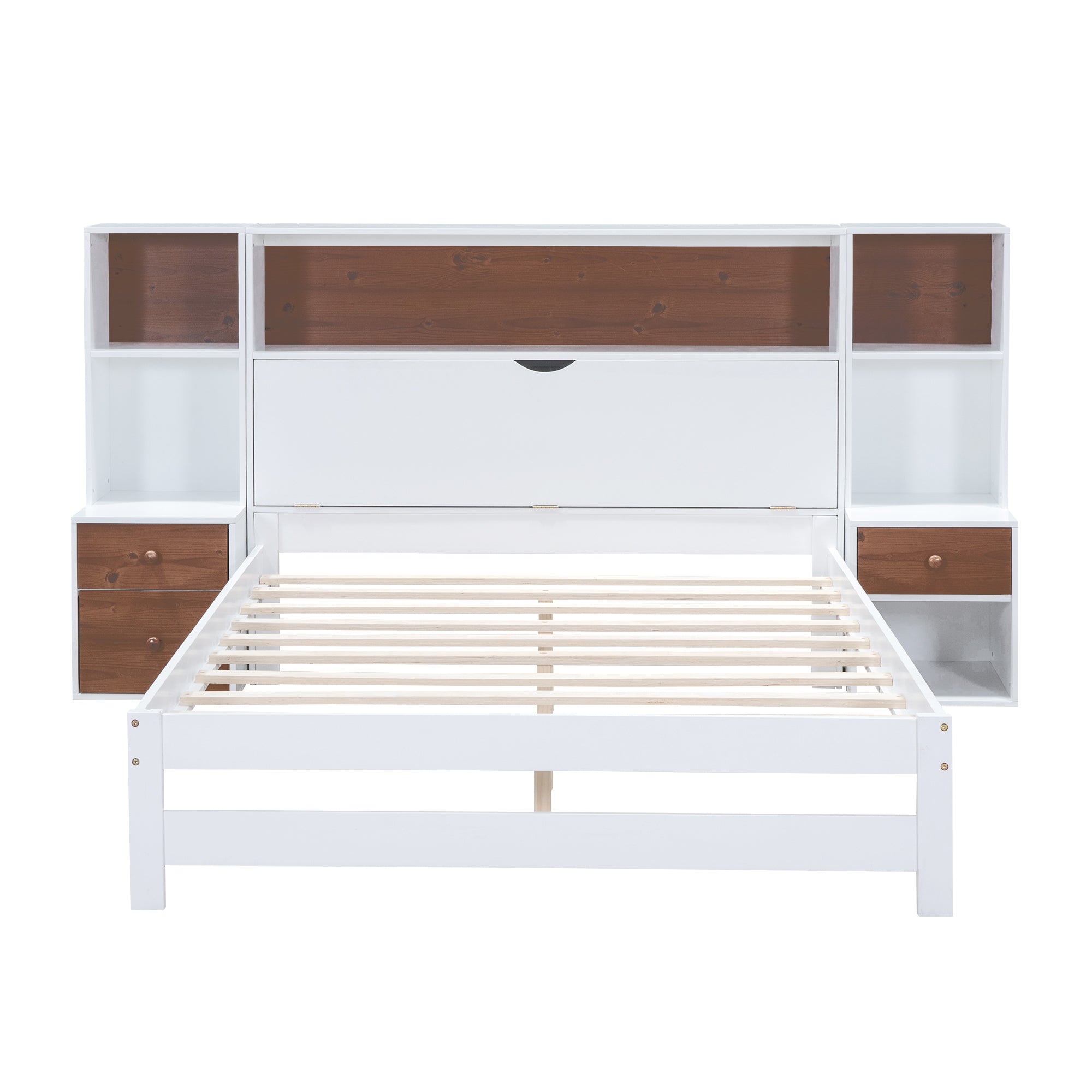 Full Size Platform Bed with Storage Headboard and Drawers, White - Atlantic Fine Furniture Melbourne FL