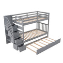 Twin over Twin/Full Bunk Bed with Twin Size Trundle (Gray)(OLD SKU :LP000025AAE)