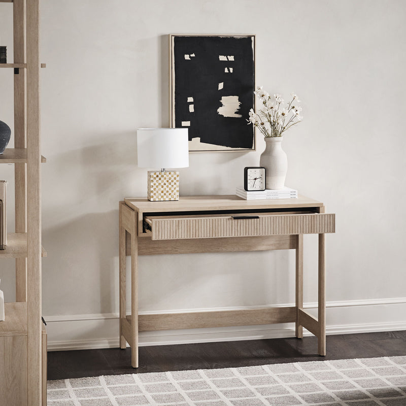 Transitional Reeded Writing Desk With Drawer