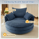 360° Swivel Accent Barrel Chair With Dual Layer Cushion And 3 Removable Pillows