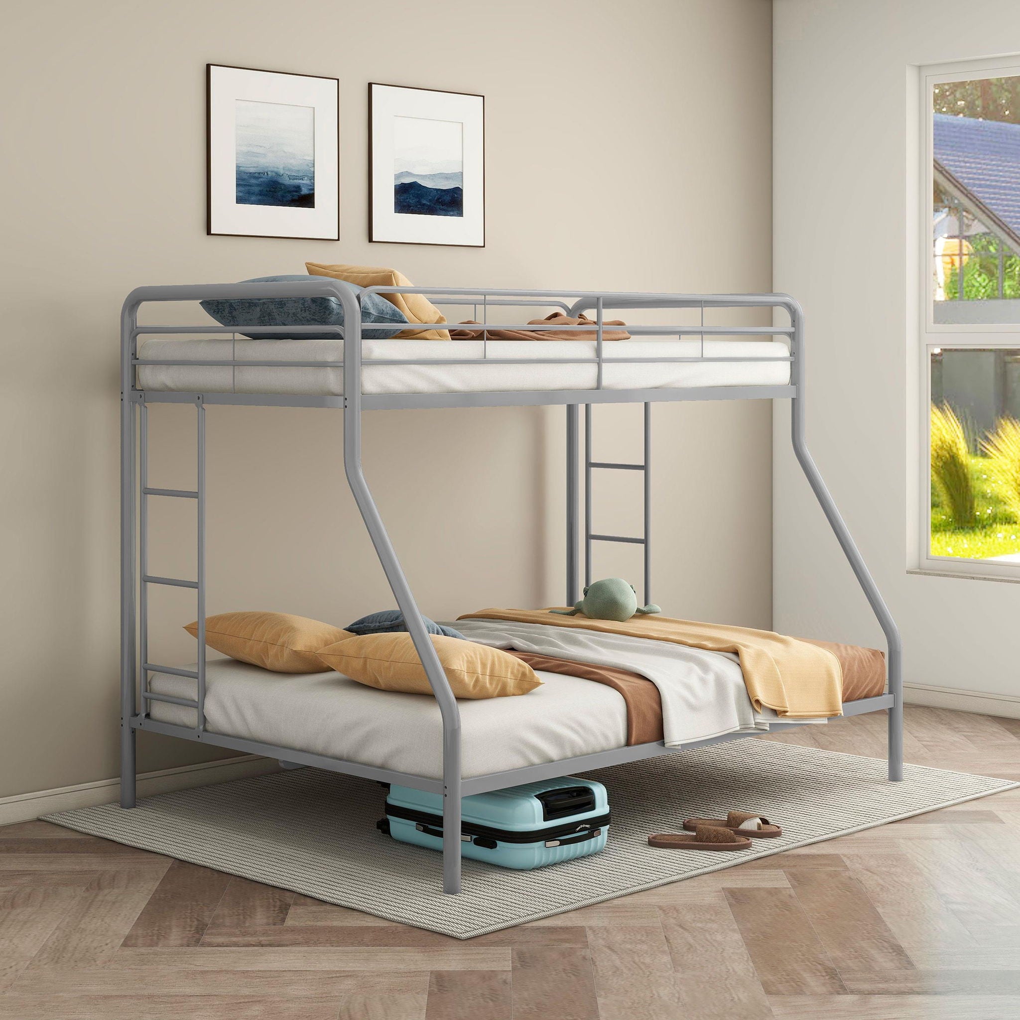 Carson Metal Twin Over Full Bunk Bed Glossy Silver