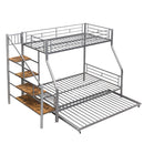 Metal Bunk Bed With Trundle And Storage Staircase