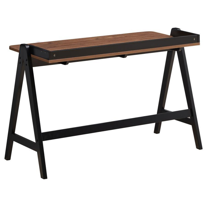 Raul - Writing Desk With USB Ports - Walnut And Black