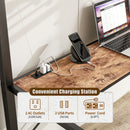 Space Saving Twin Size Loft Bed With L Shaped Desk, Shelves, Charging Station, Led Lights - Brown