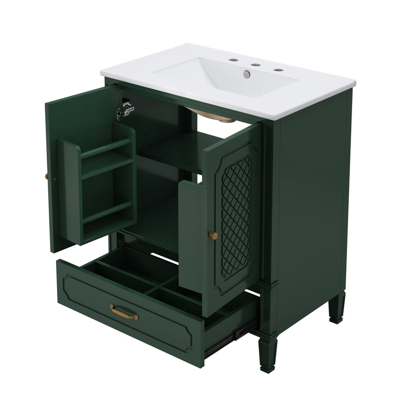 Vintage Style Bathroom Vanity With Sink, Multi Functional Storage, Soft-Closing Door