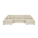 3 Piece Corduroy Double Chaise Sectional Sofa